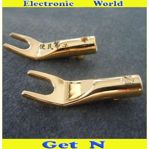 25pcs Studio Speaker Connectors Gold Plated Y Fork Free Welding Connectors Y Spade Plugs