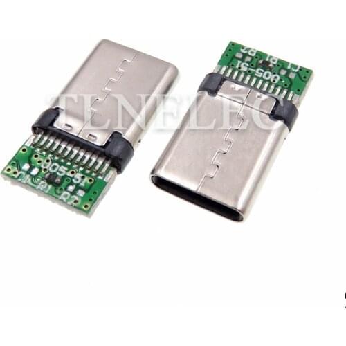 5pcs 24 Pins Type-C USB Solder Plug Connector Socket Support PCB Board Port Jack Male Receptacle Adapter for Solder Wire Cable