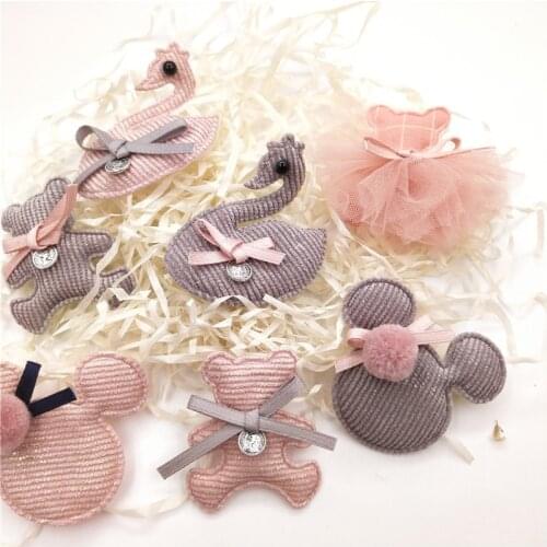 8Pcs Swan Bear Patch for Dress 3D Flowers Applique Dress Decoration Patches for Hair Clothes DIY Craft Supplies