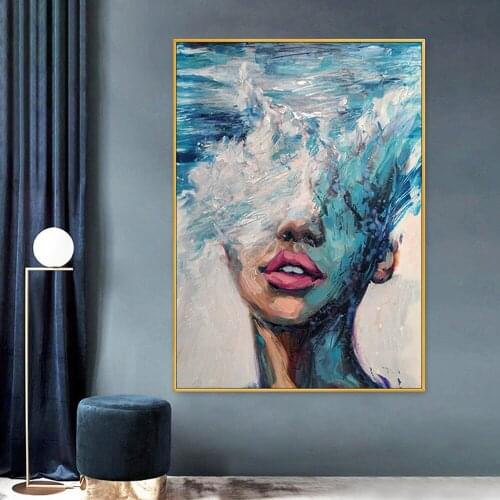 Abstract Figure Handmade Oil Painting On Canvas Sea Wave Girl Wall Art Large Size Hand Painted Mural Home Decor Hang A Pictures