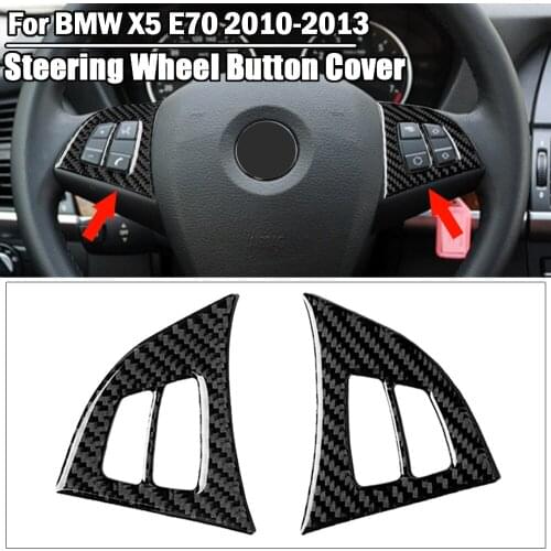 2PCS Car High Quality Carbon Fiber Accessories For BMW X5 E70 2010-2013 Interior Steering Wheel Buttons Stickers