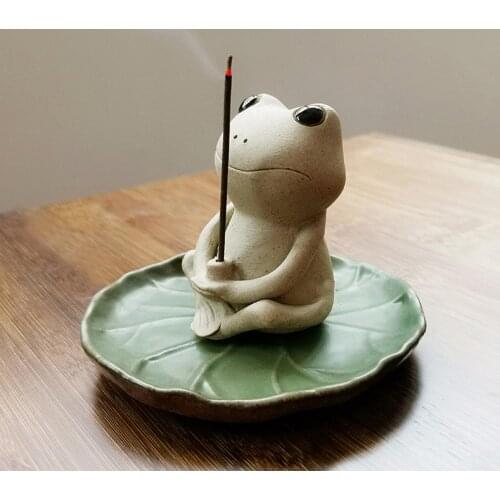 Tea pet | Incense holders | come with base Tea play tea play set toys frog funny pottery Ceramic ash catch stick incense burner