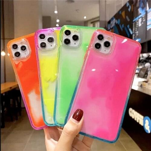 Gradient Luminous Neon Sand Liquid Quicksand Glow The Dark Soft Phone Case For iPhone 6 7 8 Plus 12 11 Pro X XS MAX XR SE 2020
