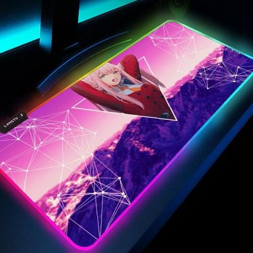 Darling In The Fraxx Gaming Pad Kawaii Desk Mat Gamer Girl Accessories Extended Pad Rgb Xxl Pink Mouse Mat Mouse Pad for Game