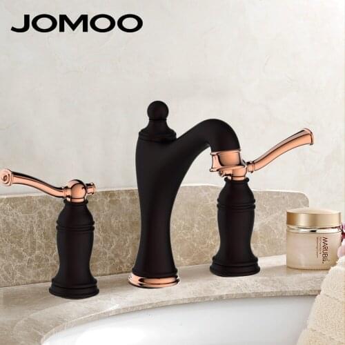 JOMOO antique faucet Bathroom Basin Faucet Silicone Valve Brass Basin Mixer three holes double Handles Water Tap bathroom faucet