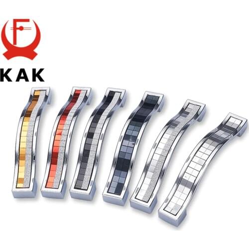 KAK 5pcs Zinc Alloy Crystal Glass Handles Cupboard Pulls Drawer Knobs Kitchen Cabinet Handles Furniture Handle with Crystal