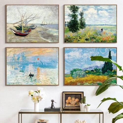 Impression Artist Van Gogh and Mone Famous Oil Painting Reproductions on Canvas Posters and Prints Wall Art Picture Home Decor