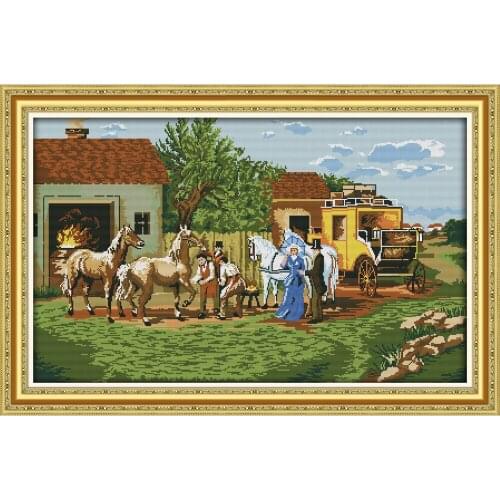 Everlasting Love On Their Journey Chinese Cross Stitch Kits Ecological Cotton Stamped 11 14CT DIY New Year Decorations For Home
