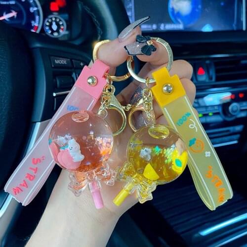 Creative Fashion Lollipop Shape Keychain Cute Pig Bunny Bear Doll Key Ring Women Men Bag Car Pendant Ornament Key Holder Gifts