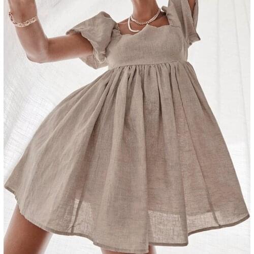 MUICHES Linen Summer Dresses China