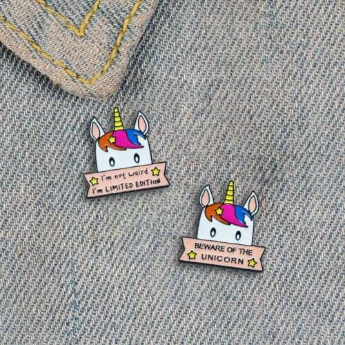 2020 Cartoon unicorn fun dripping brooch badge alloy jewelry For Boy/Girl Clothing Art Badges Decor 3*3cm