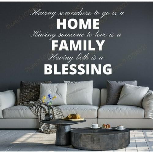 Wall Decals Quotes Home Family Blessing Vinyl Modern Home Decoration Living Room Bedroom Sticker Words Wallpaper DIY Murals S337
