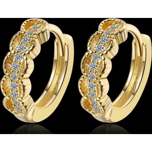 New 925 Silver Inlaid Zircon 14K Gold Ear Buckle Woman Charm Jewelry Gift