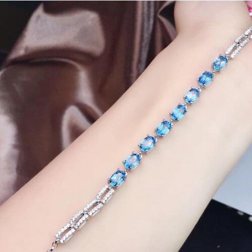 New natural Topaz bracelet, simple and fresh, special benefits, 925 sterling silver is not sensitive and colourless