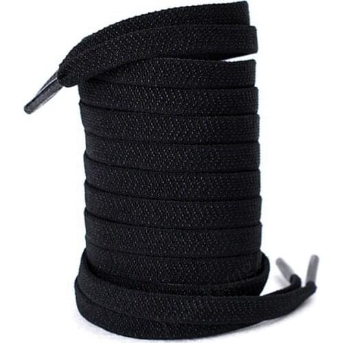 Flat Shoelaces Elastic White/Black No Tie Shoelace Kids Adult Unisex Cooperate Various Metal lock Sneakers Quick Lazy Laces