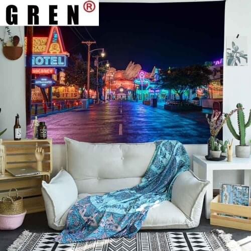 GREN Tapestry Nature Forest Landscape Wall Hanging Sleeping Pad Sandy Beach Throw Towel Rug Blanket Camping Tent Wall Cloth Deco