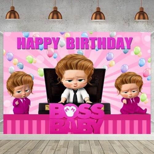 Hot Pink Boss Baby Girl Backdrop For Photo Studio Striped Baby Shower Birthday Party Photography Backgrounds Custom