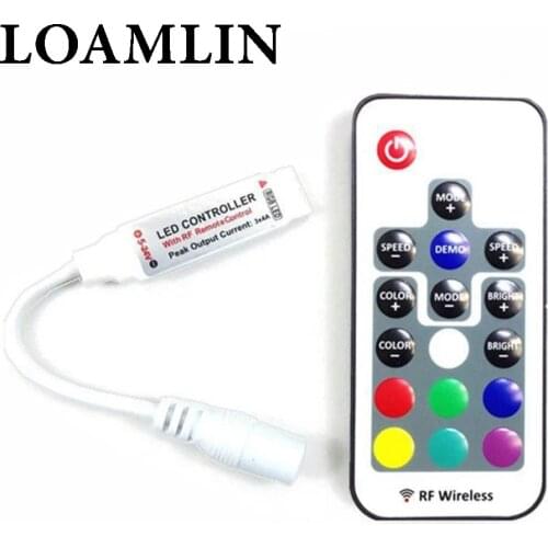 17-Key Mini RF Wireless LED Dimming Remote Control For 5050/3528/5730/5630/3014 RGB Color Strips