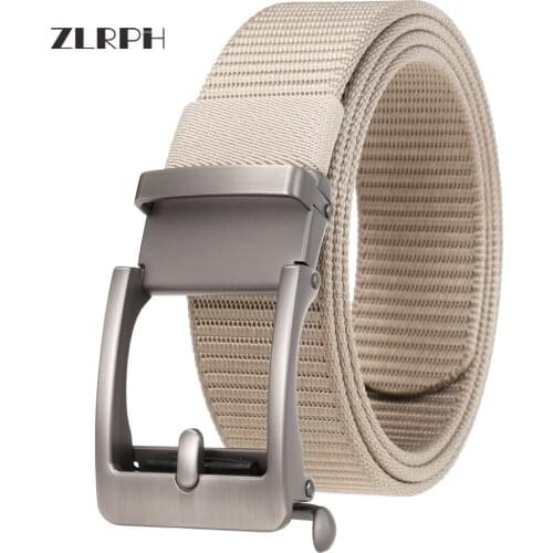 ZLRPH New toothless automatic buckle nylon belt mens outdoor leisure breathable canvas belt mens all-match trousers belt