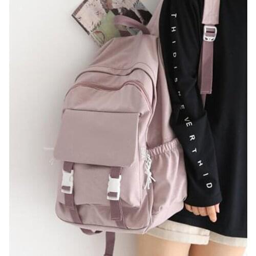 New Solid Color Women Backpack Retro Fashion Waterproof Nylon Bagpack School Bags for Teenagers Girls Mochilas Travel Backpacks