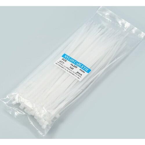 4x200mm Self-locking Nylon Cable Ties White Plastic Zip Tie 18 Lbs Wire Binding Wrap Straps