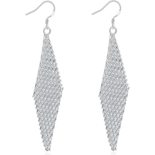 925 sterling silver Exquisite rhombic wings Huge drop earrings for girl party gift pure silver JE1216