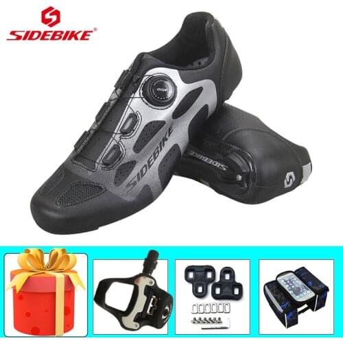 SIDEBIKE Road Bike Shoes Men Bicycle Carbon Fiber Sole Riding Sneakers Add Pedals Bicicleta Triatlon Outdoor Cycling Road Shoes