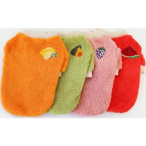 Pet Cat Dog Sweater Dolid Color Fruit Pattern Thickened Vest Design Warm Comfortable Soft Durable Autumn Winter Pet Clothing
