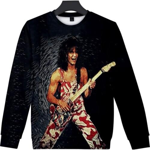 Eddie Van Halen Rapper Hip Pop 3D Print O-neck Sweatshirt Harajuku Cute Outwear High Quality Round Collar Autumn Winter Pullover