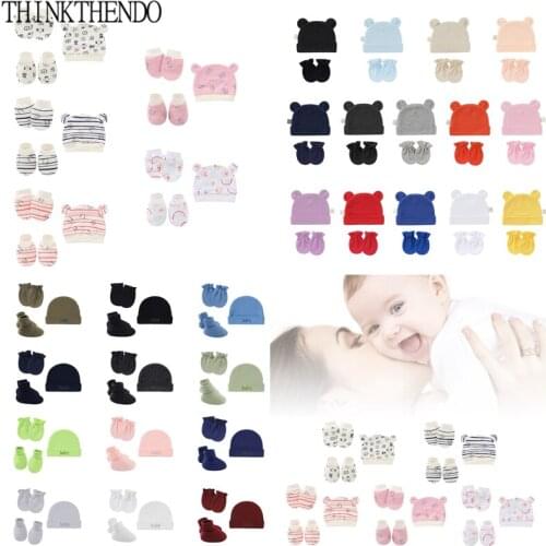 Baby Newborn Mittens Socks Warm Cap Kit Infants Anti Scratching Cotton Gloves+Hat+Foot Cover Set