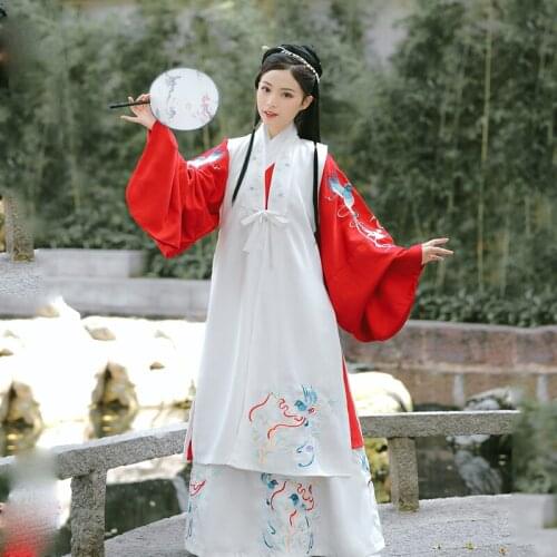 Hanfu Woman Chinese Traditional Dance Costumes Fairy Dress Performance Hanfu Embroidery Oriental Tang Ancient Folk Dress SL1729
