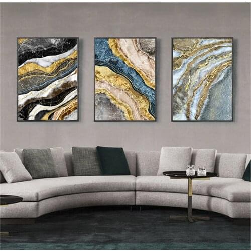 Golden Marble Pattern Abstract Canvas Painting Nordic Poster and Print Contemporary Wall Art Picture Modern Living Room Decor