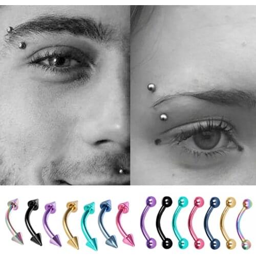 1pc 16G Surgical Steel 3mm Ball Cone Eyebrow Piercing Stainless Steel Curved Barbell Helix Rook Earring Body Piercing Jewelry