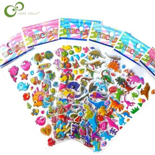 10PCS/LOT 3D dimensional dinosaur stickers for kids toys home wall decor cartoon mini sticker fridge WYQ
