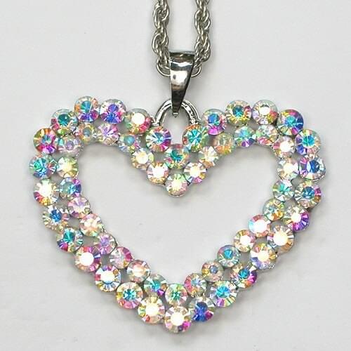 12pcs/lot Wholesale Rhinestone Heart Fashion Pendant Necklaces Costume Chain Jewelry F101400