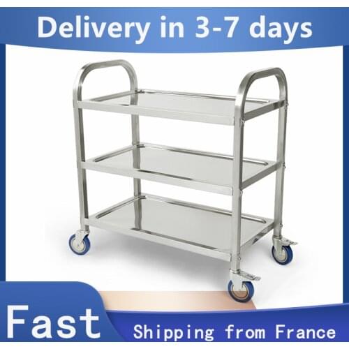 3 Layers Stainless Steel Kitchen Dining Trolleys Kitchenware Storage Rack Shelf Removable Space Saving Mobile Organizer