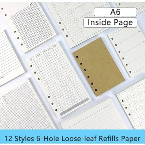 45 Sheets A6 Size 12 Styles Classic Inside Page Round Hole Notebook Inner Paper Binder Inner Pages Core/refilling Inside Papers