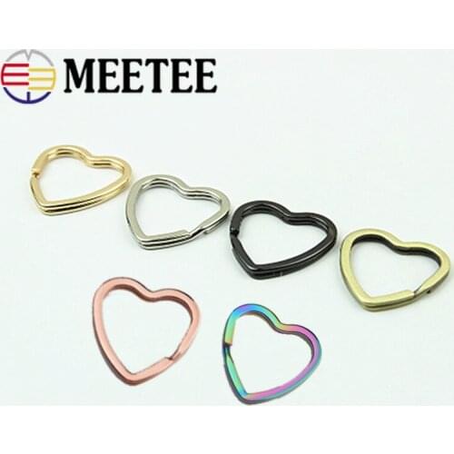 5/10pcs 31mm Heart Key Ring Clasp Hooks Metal Buckle Flat Split Keychain Rings for Car Backpack Lanyard DIY Hardware Accessories