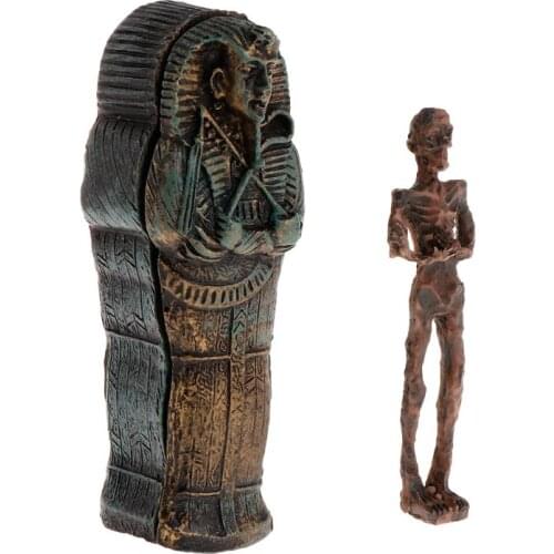 Aquarium Mummy Egypt Fish Tank Landscape Decoration For Reptile Case Hide Play Ornaments Resin Skull Skeleton Exquisite