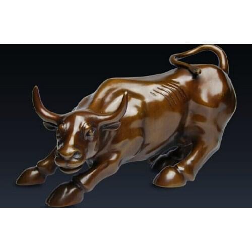 Free Shipping xd 003429 China Bronze Copper Art Sculpture Wall Street Fengshui Ox Bull Cattle Cow Statue