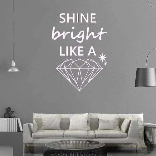 Shine Bright Like A Diamond Special Design Wall Decal Quotes Pattern Stars Wall Stickers Vinyl Removable Bedroom Art Mural ph523