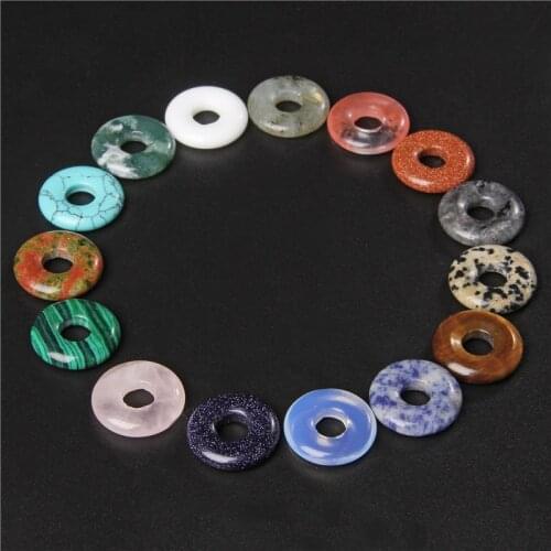 5pcs Peace Buckle Large Hole Quartzs Agat Bead Bagel Natural Stone Labradorite Charms Beads for Child Making Necklace Earrings