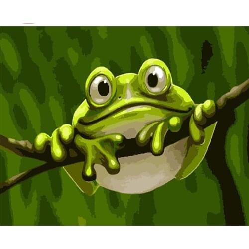 CraftArtGo Painting By Numbers Lovely little frog On Canvas HandPainted Gift Picture By Number Waterfall Kits Home Decoration