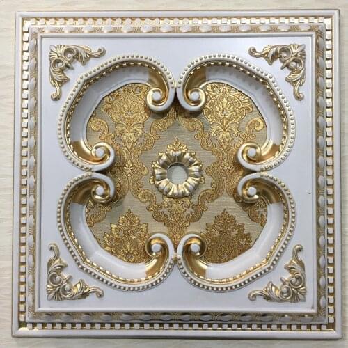Decorative Square Design Vintage Looking Ceiling Medallion for Chandeliers Damask Pattern 60cm 23.62
