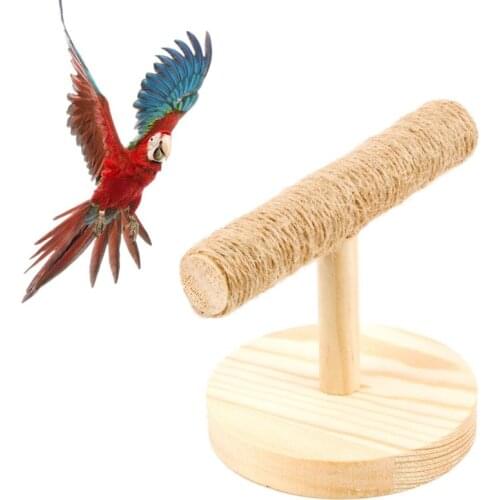 Parrot Wooden Tabletop Perch Bird Stand Training Exercise Sisal Claw Feet Grinding Stick Bird Bite Chew Toys