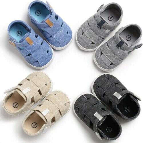 2019 Summer Baby Casual Shoes Boys Girls Sailor Breathable Anti-Slip Crib Sandals Baby Toe Cap Covering Boys Canvas Sneakers