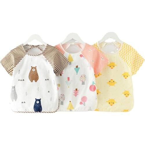 Cute Cartoon Baby Bibs Waterproof Infant Eating Bib Without Pocket Children Drawing Sleeveless Apron Kids Toddler Feeding Bibs