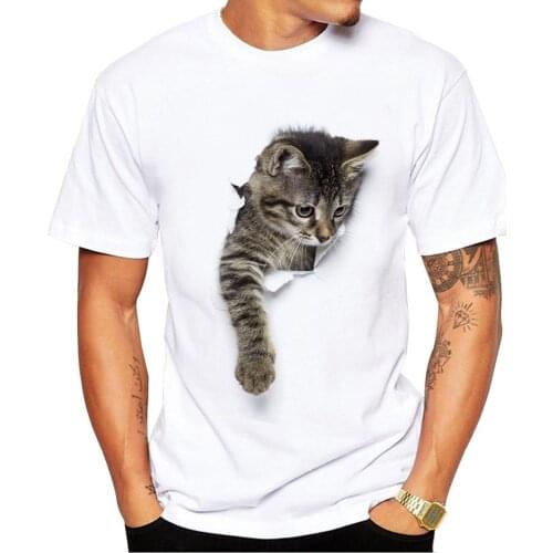 New Mens T-shirts 3D Cute Cat T-shirt Man Summer Tops Tees Print Animal T shirt Men short sleeve Fashion Men Tshirts T31