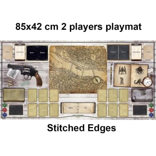 Arkham Horror 2 Players Playmat Table Mat Board Card Games Big Mousepad Custom Playmat for TCG Trading Card Game Stitched Edges