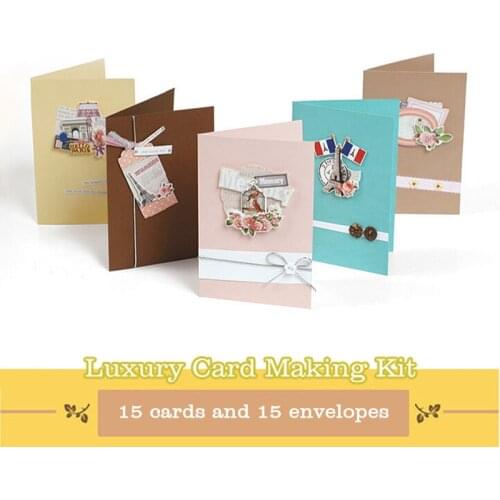 ENO Greeting 15 cards decoupage card kit make your own cards european buiding card making kit gift pack